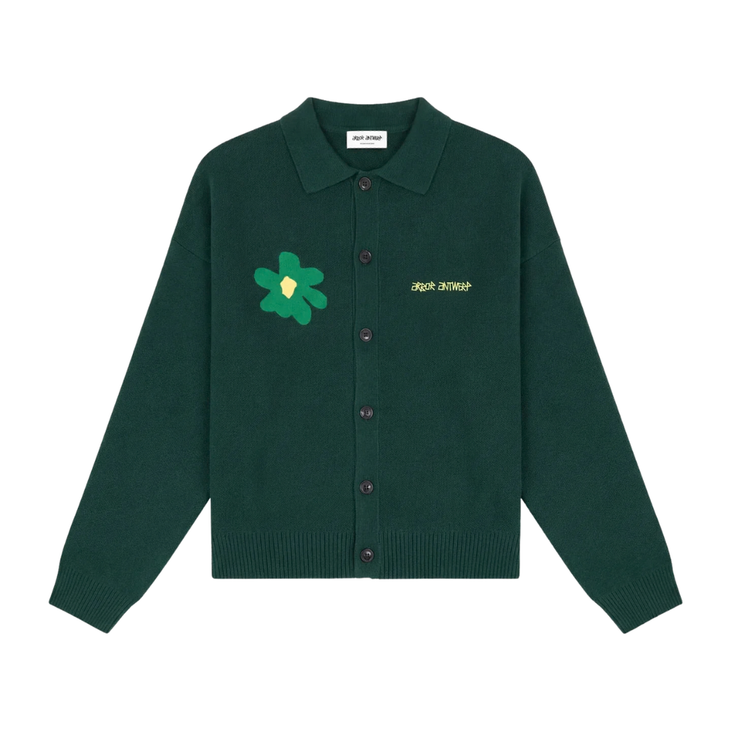 Green Flower Polo Knit